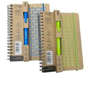 Yoobi Spiral Notebook and Pen Duo - Blue and Lime